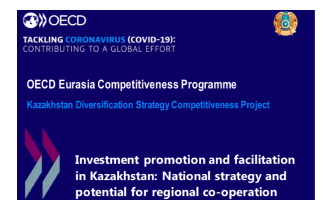 Webinar: Investment promotion and facilitation in Kazakhstan: National strategy and potential for regional co-operation